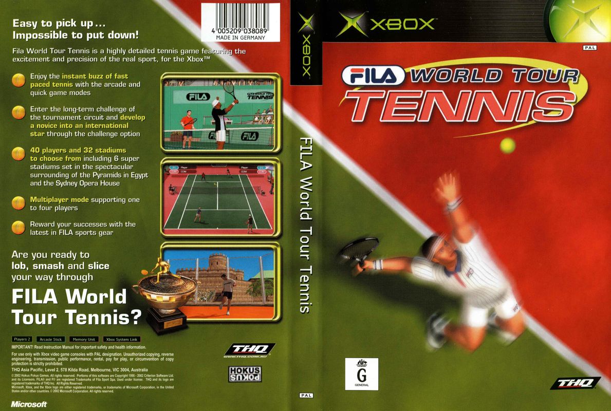 FILA World Tour Tennis box art for Xbox